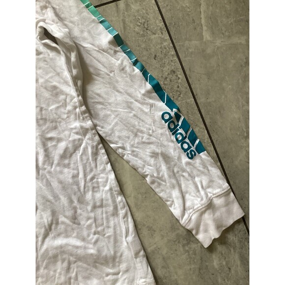 Adidas Shirt Youth XL 18/20 White Long Sleeve 3-Stripes Badge of Sport Logo Tee - Picture 2 of 5